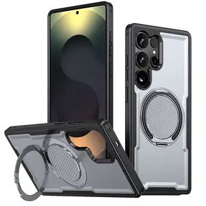 Heavy-Duty Magnetic Ring Holder Case for Galaxy S25 Ultra 16FT Drop Protection Compatible with MagSafe Durable Design