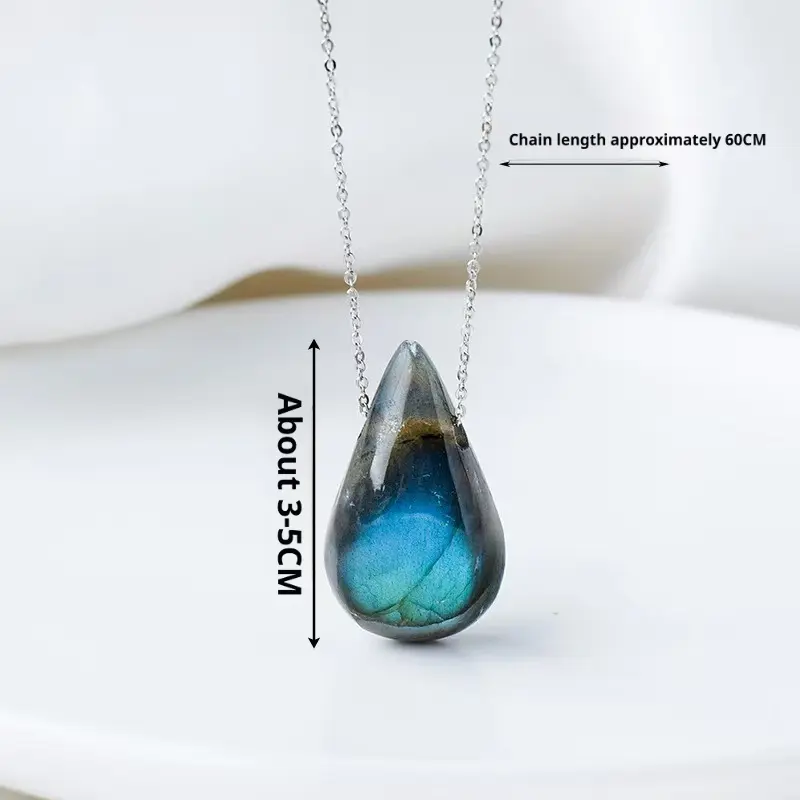 Women's Handpicked Unique Costume Jewelry Necklace Set - Rough-Polished Natural Moonstone Drop, Labradorite Drop Pendant, Festival Gift Fashion Accessory, Moonstone Crystals, Pendant Design