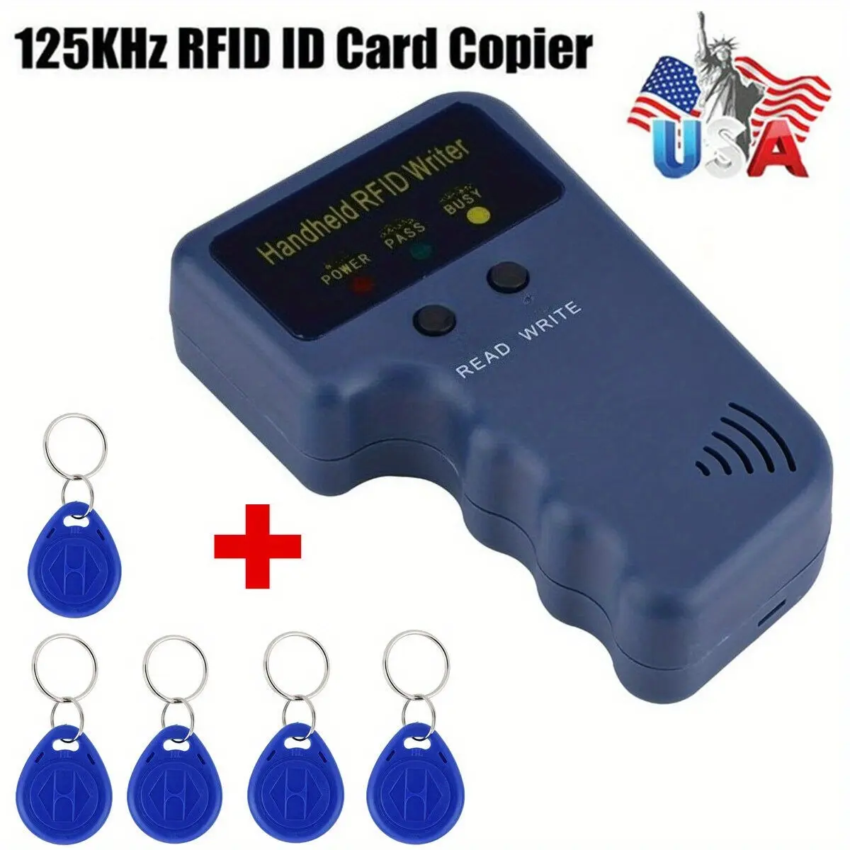 Handheld RFID ID copier key reader writer writer 125KHz + 5pcs