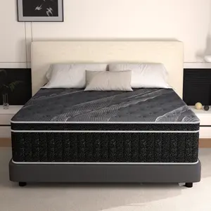 Starry Night Hybrid Mattress 12" Queen & 14" King Grey Top & Black Side with White Dots | Cooling Gel Memory Foam + Pocket Springs | Medium Firm, Motion Isolation | Reinforced Edge | CertiPUR-US | Bed-in-a-Box