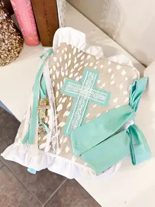 Axis Print Turquoise Detail Bible Cover with Bow Closure | Christian Women's Gift | Bible Study Tools