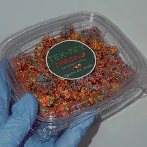 Tex-Mex Candy - Assorted Colorful Candies in Clear Plastic Container - Sweet but spicy Snack Bonbon