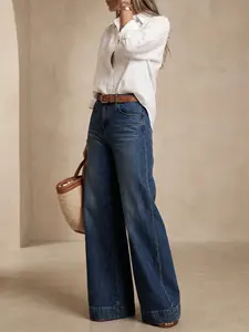 Women's Vintage High-Waisted Wide-Leg Jeans for Spring & Summer | Womenswear Bottom with Figure-Flattering Fit, Loose Drape for Professional & Casual Outings, Leg-Lengthening Effect, Ideal for Vacation