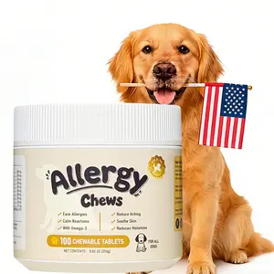 Hypoallergenic Soft Chewable Tablets for Pets: Relieve seasonal allergies and improve gut and digestive health. Veterinarian-approved nutritional supplement made with high-quality ingredients.