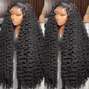 Bling Hair 180% Density Deep Wave 13x6 HD Lace Frontal Wig 30 32 Inch Transparent 13x4 Deep Wave Lace Frontal Human Hair Wigs For Women Preplucked Hair