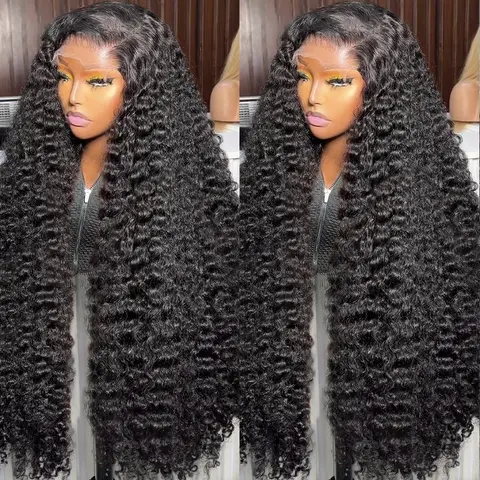 Bling Hair 180% Density Deep Wave 13x6 HD Lace Frontal Wig 30 32 Inch Transparent 13x4 Deep Wave Lace Frontal Human Hair Wigs For Women Preplucked Hair