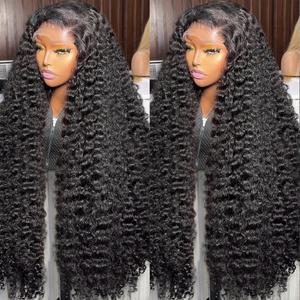 Bling Hair 180% Density Deep Wave 13x6 HD Lace Frontal Wig 30 32 Inch Transparent 13x4 Deep Wave Lace Frontal Human Hair Wigs For Women Preplucked Hair