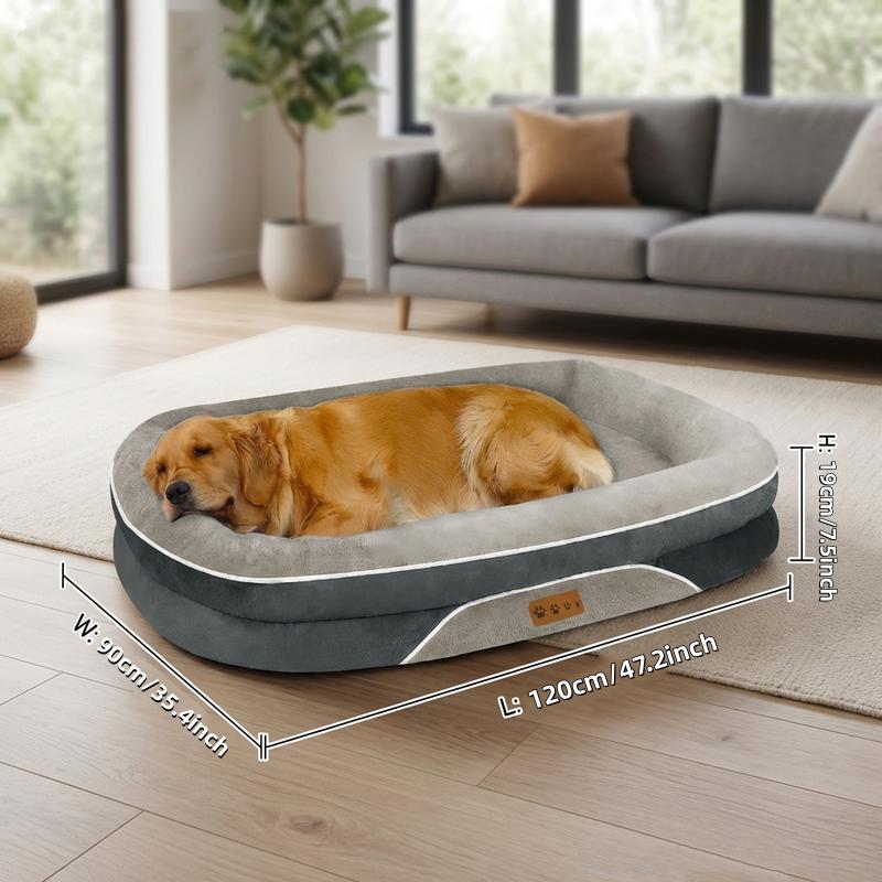 Orthopedic Dog Bed, Extra Large Dog Bed, Dog Sofa for Large Sized Dogs with Full-Surround Bolsters, Dual-Sided Dog Cooling Bed with Memory Foam, Washable Sofa with Nonslip Bottom, Light Grey