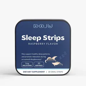 DOJU Sleep Strips Raspberry Flavor - 30 Oral Strips with 1mg Melatonin for Healthy Sleep Patterns & Relaxation