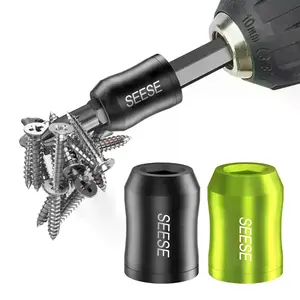 SEESE Strong Magnetic Screw Ring: 1/4 Inch/ 6.35 mm Universal Magnetic Screw Holder - Removable Magnetic Screwdriver Drill Bit Holder for Hex Screwdriver and Power Bits
