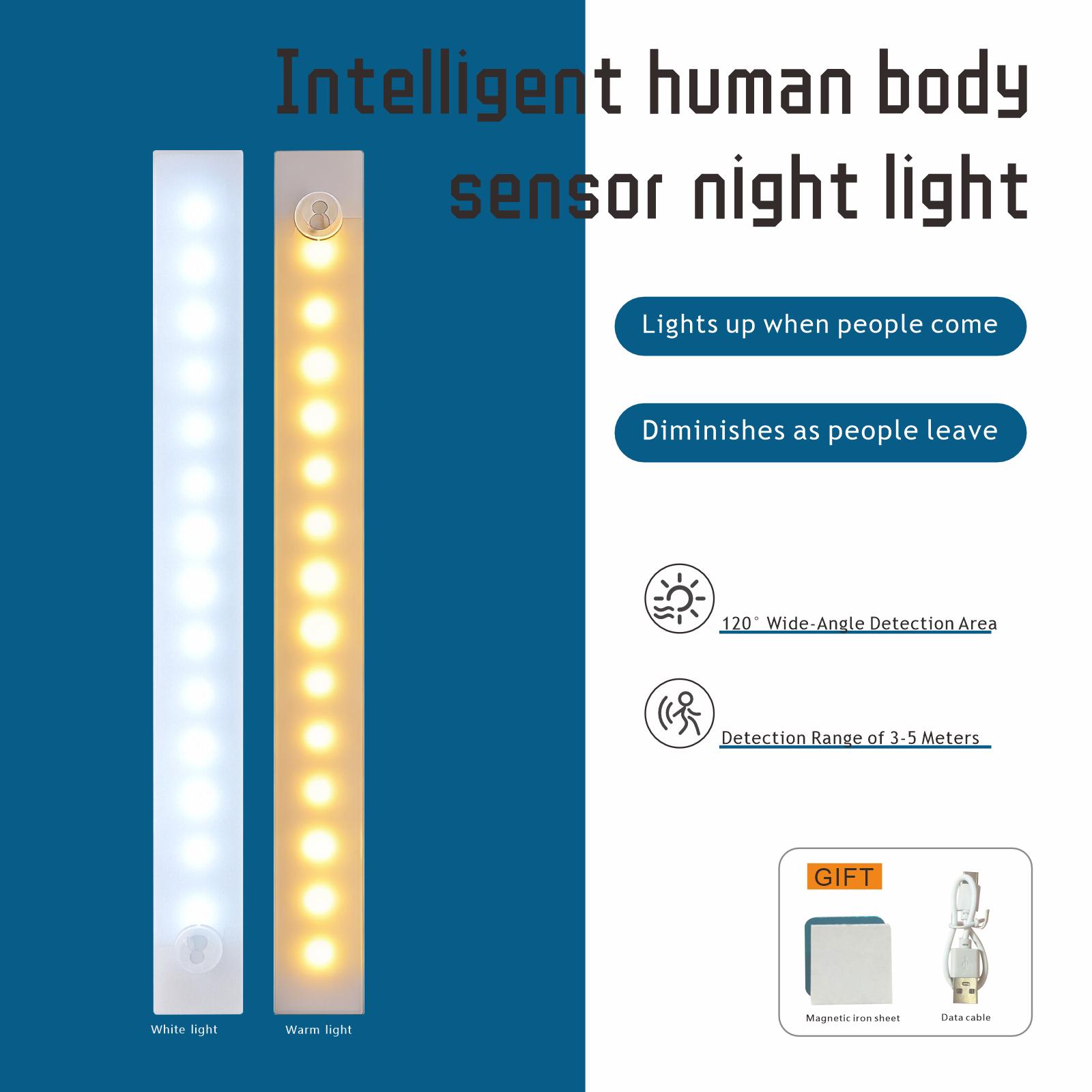 8-inch indoor adjustable motion sensor light for cabinet lighting, USB‑C rechargeable wireless cabinet lighting, countertop lighting for kitchen drawers, wardrobes, and stairs