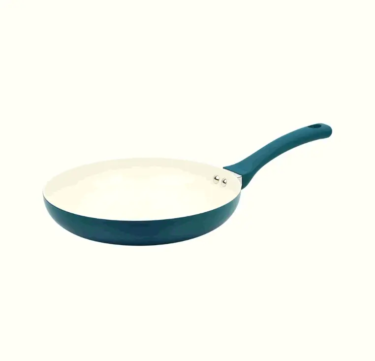 Nonstick Frying Pan with Teal Handle and White Interior for Cooking Cookware Stylish