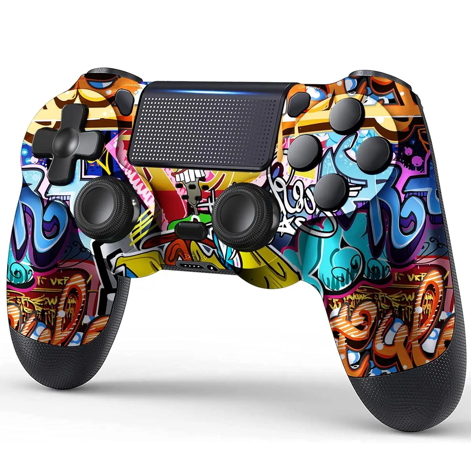PS4 Controller, Wireless PS4 Controller for PS4/Pro/Slim, with Vibration Feedback, Motion Sensing, Touchpad, Light Bar, Share, , 3.5mm Headphone Jack (Graffiti)
