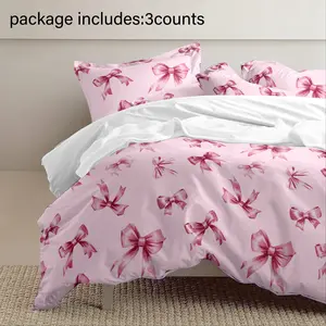 Bow Pattern Bedding Set, Includes Duvet Cover & Pillowcases, No Filler, Perfect for Bedroom, Hotel, School Dorm, Stylish Home Decor, Soft Bedding Sets