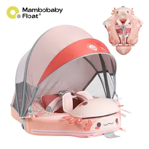 Mambobaby Chest Float Cute Pink salamander with Canopy Gift for baby Suitable for swimming pools and bathtubs