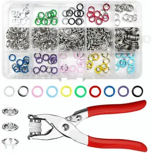 200 Sets Metal Snap Button Kit, 9.5 mm Snaps for Fabric with Fastener Pliers Press Tool, Button Snaps Repair Kit for Clothing Sewing Crafting Leather Dress Jeans (Hollow)