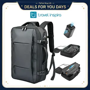 travel inspira Vacuum Compression Backpack with Electric Vacuum Pump, TSA Lock, Water-Resistant, Carry-On Approved Laptop Compartment, TSA-friendly,Hiking, Gym and Business Trip, Space Saver, Travel Hack, summerwins, DealsForYouDays summerwins