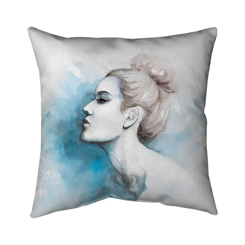 Begin Home Decor 5542-1818-FI34 18 x 18 in. Watercolor Abstract Girl Throw Pillow - Outdoor Home Decor