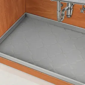 Waterproof Under Sink Mat 34"x22" – Silicone Cabinet Liner Tray for Kitchen Sink Storage, Drawer Protection, Boot Tray & Pet Food Mat