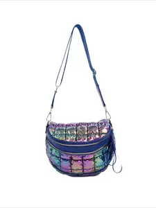 Women's Crossbody Bag, Plush Waist Pack, Quilted Checkered Design, Fashionable Chest Bag, Perfect for Cotton Coats, Stylish and Trendy