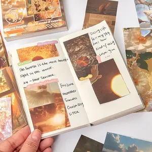 100sheets/book Dreamy Star Moon Theme Non-Adhesive Scrap book Paper Vintage Decorative Stationery for Journaling, DIY Collage, Bullet Notebook Collaborative Sticker