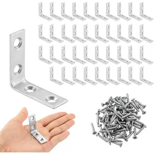 40-Piece Heavy Duty Corner Connector Set: 40 1.57x1.57 In L-Shape Brackets + 160 Wood Cabinet Screws for Shelves, Wooden Furniture, Cabinets, and Drawers - Home Improvement.