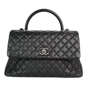 Pre-owned CHANEL Leather Shoulder Bags Black Coco Quilted Caviar Top Handle Shoulder Bag