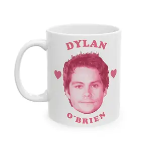 Dylan O'Brien pink heart mug, Dylan O'Brien mug