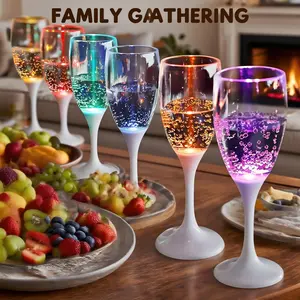 Get the Party Popping with These 6-Piece Colorful LED Champagne Glasses - A Hit for Christmas, Halloween & More!