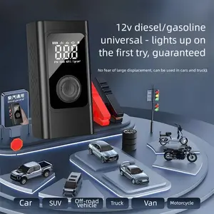 Portable Car Jump Starter & Air Compressor with Digital Display, Multifunctional Wireless Tire Inflator with Power Bank
