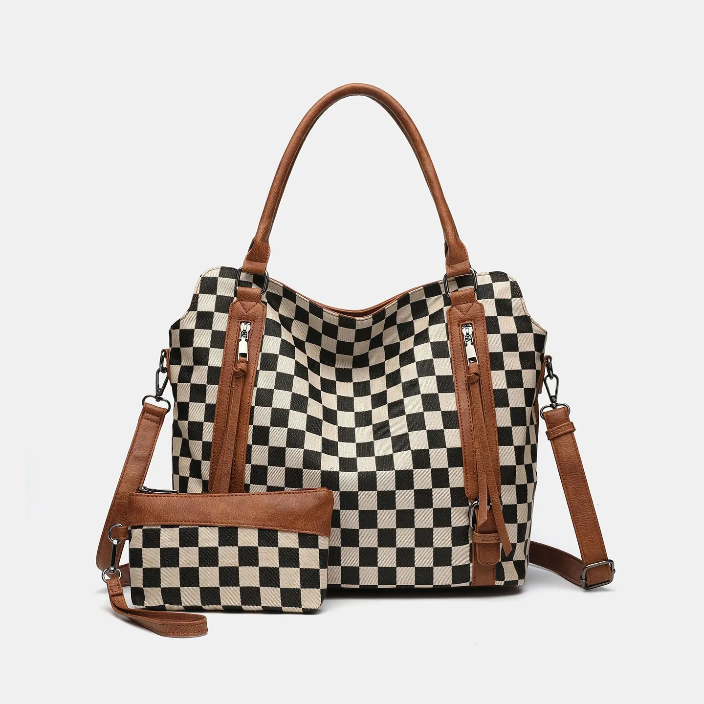 New Checkerboard Pattern Handbag – Women's Large-Capacity Bucket Bag / Tote / Crossbody Bag for Commuting