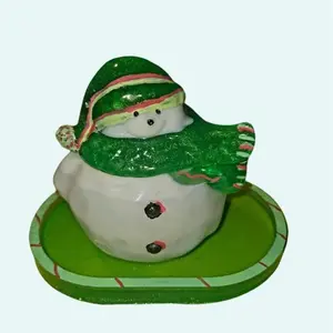 Snowman Jar and Tray Decoration Christmas Decorative Set for Holiday Festivities Mantel Table Shelf Ornaments Festive Home Decor