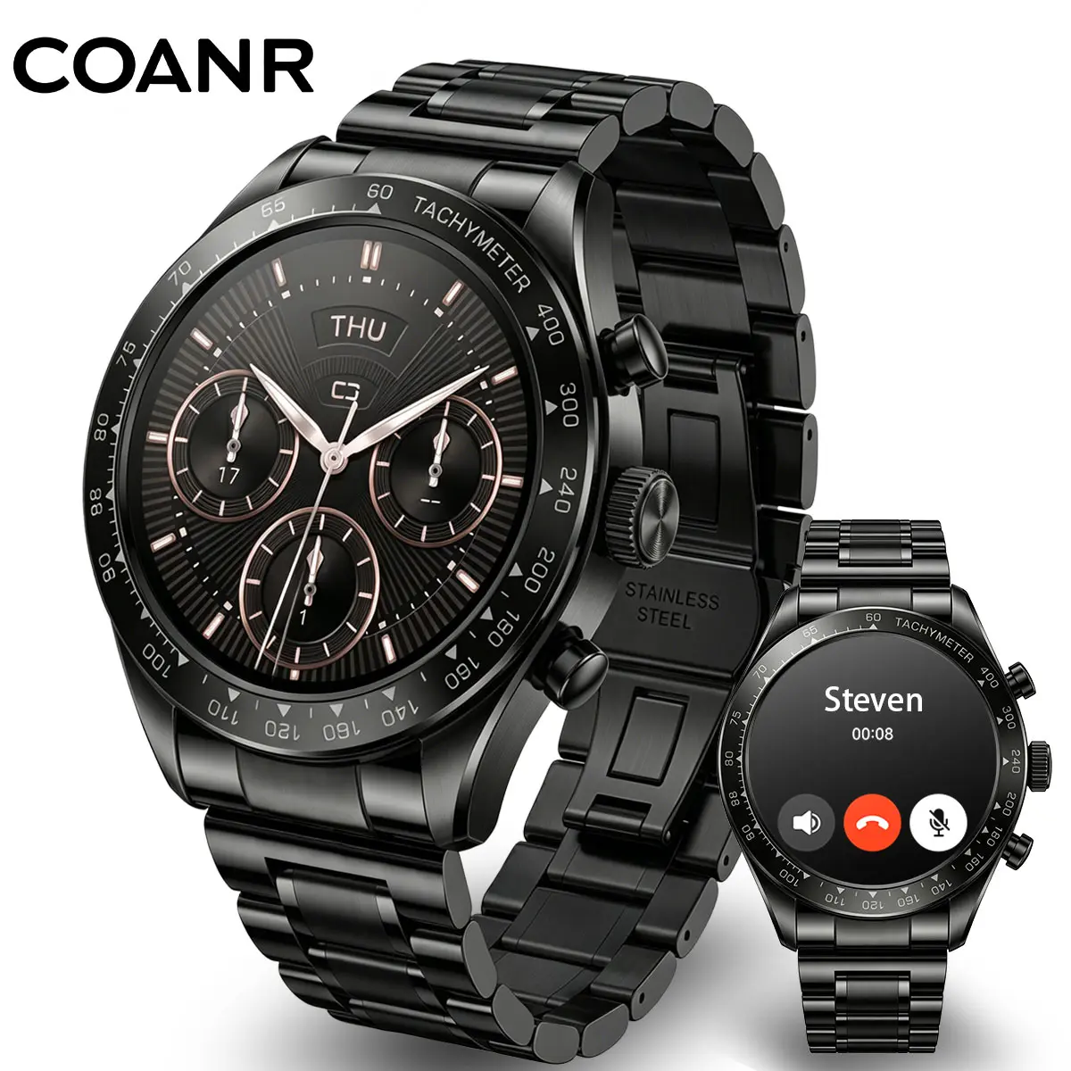 COANR Pro 3 Apex Men's smartwatch for answering/making calls, 1.43-inch AMOLED high-definition screen, men's luxury watch, heart rate, blood oxygen, sleep monitor, pedometer, multiple sports modes, suitable for Android iPhone
