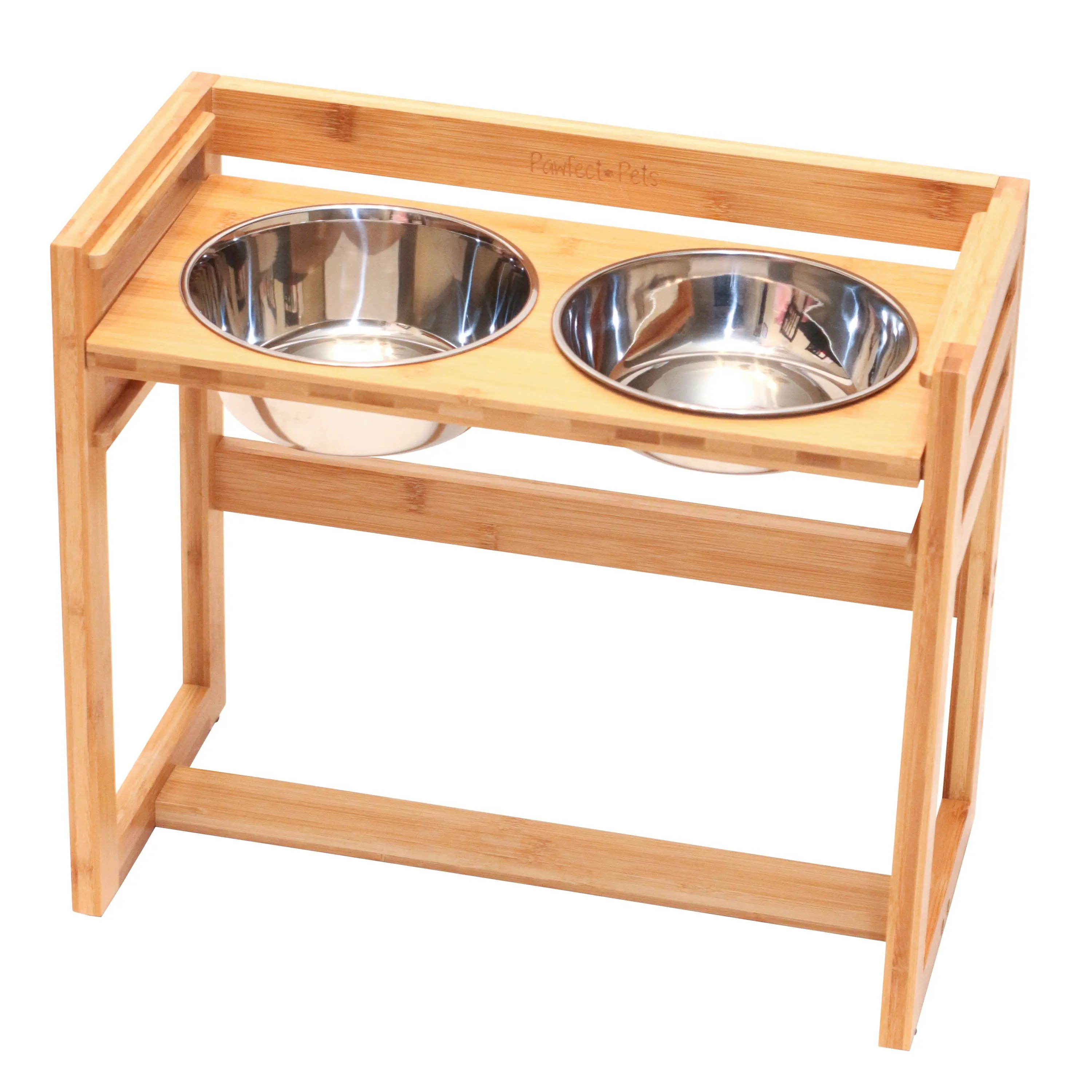 Adjustable Pet Dog Feeder, 12", 14" or 16" Tall Raised Dog Bowl Stand, Comes with Four Stainless Steel Dog Bowls