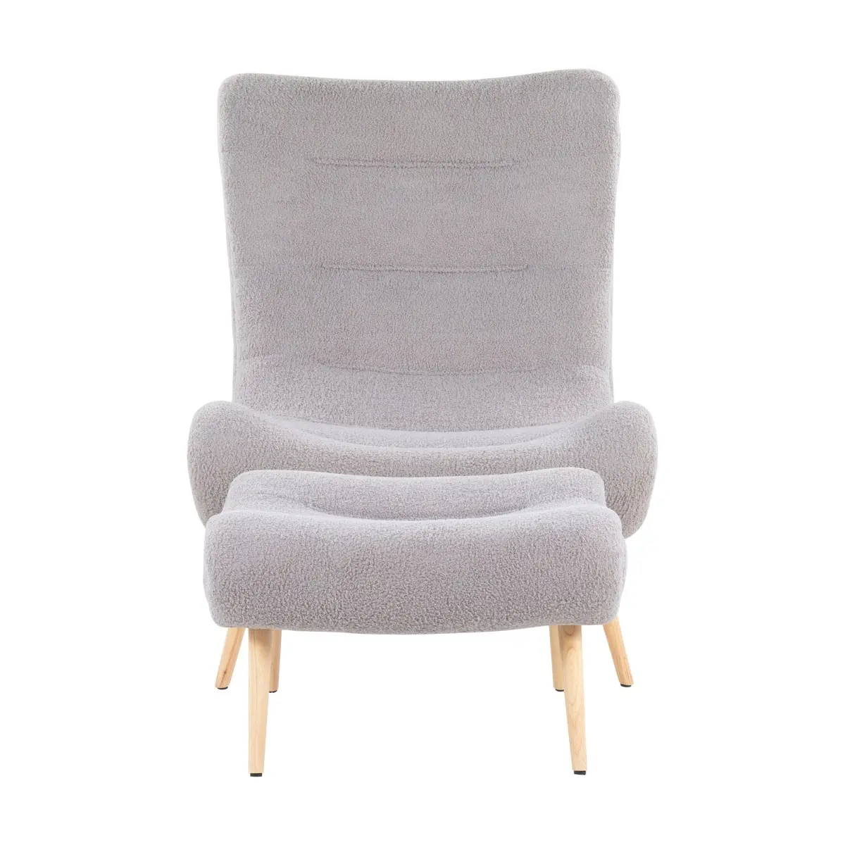 Lumisource C2-CLOUD NAGY Cloud Contemporary Sherpa Fabric Chair with Ottoman - Natural & Gray