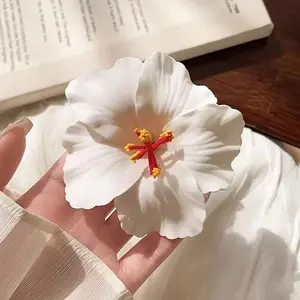 White Hibiscus Hair Clip, EVA Flower Hair Claw for Women, Fashion Hair Accessory for Daily Styling – For Party Wedding Casual Wear Gift