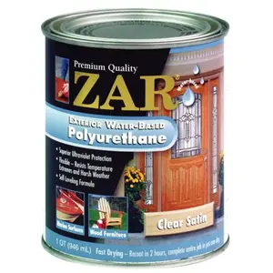 212 MAIN Zar Exterior Water-Based Polyurethane 327 (1 Qt) - Rich Amber, Weatherproof, UV Resistant, Fast Drying, United Gilsonite Formula