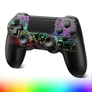 Light-up  Controller for PS-4,2026  RGB Controllers with Hall Effect Joystick/1000mAh /Type-C/Vibration/6-Axis Gyro/Headphone Jack/ Pad, for PS-4/Slim/Pro Console/PC (black)