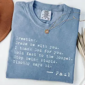 Comfort Colors Greetings Grace Be with You I Thank God for You Hold Fast TShirt, Funny Christian Bible Tee, Humor Faith T-Shirt, Church Gift