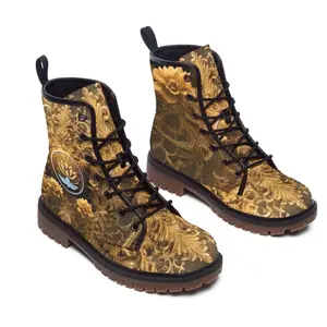 Love Hertz Hz | Golden Ornate Lotus insignia Boots