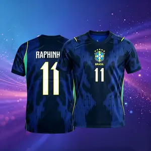 2026 Brazil #10 Neymar JR Home Yellow and Away Blue Soccer Jersey #7 Vini JR Long Sleeve 11# Raphinha Short Sleeve Jersey AX472