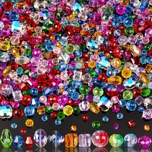 L-HDJ016  636pcs Glass Beads for Jewelry Making - Colorful Rainbow Craft Crystal Beads with Loose Beads Sparkly Beads Hole Drilled DIY for Bracelets Craft Earrings Making