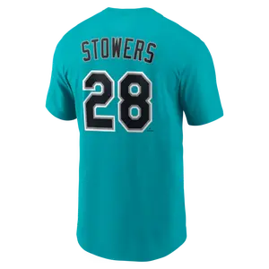 Unisex Baseball Marlins Team Stowers Alternate Name & Number T-Shirt - Teal