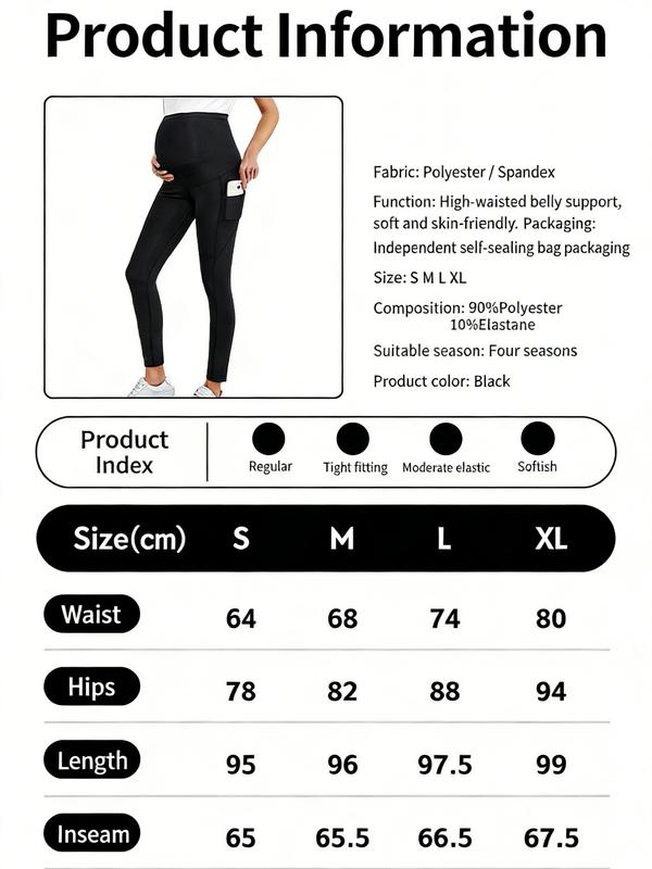 Women's Maternity Workout Leggings Over The Belly Pregnancy Yoga Pants with Pockets Soft Activewear Work Pants
