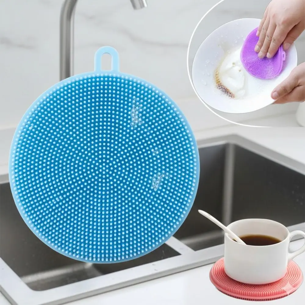 Silicone Kitchen Scrubber Brush - Heat-Resistant, Durable Multi-Purpose Cleaning Tool for Pots, Pans, Dishes & Vegetables. Replaces Sponges, Ideal for Home, Dorm & Small Appliance Storage.