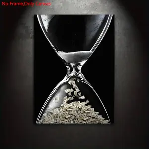 1 piece/set frameless canvas painting print posters,classic minimalist Inspiration art,Times is Money,dedicated to those who pursue success and motivation, ideal gift for bedroom, living room, dormitory corridor, mural, wall decoration, room decoration