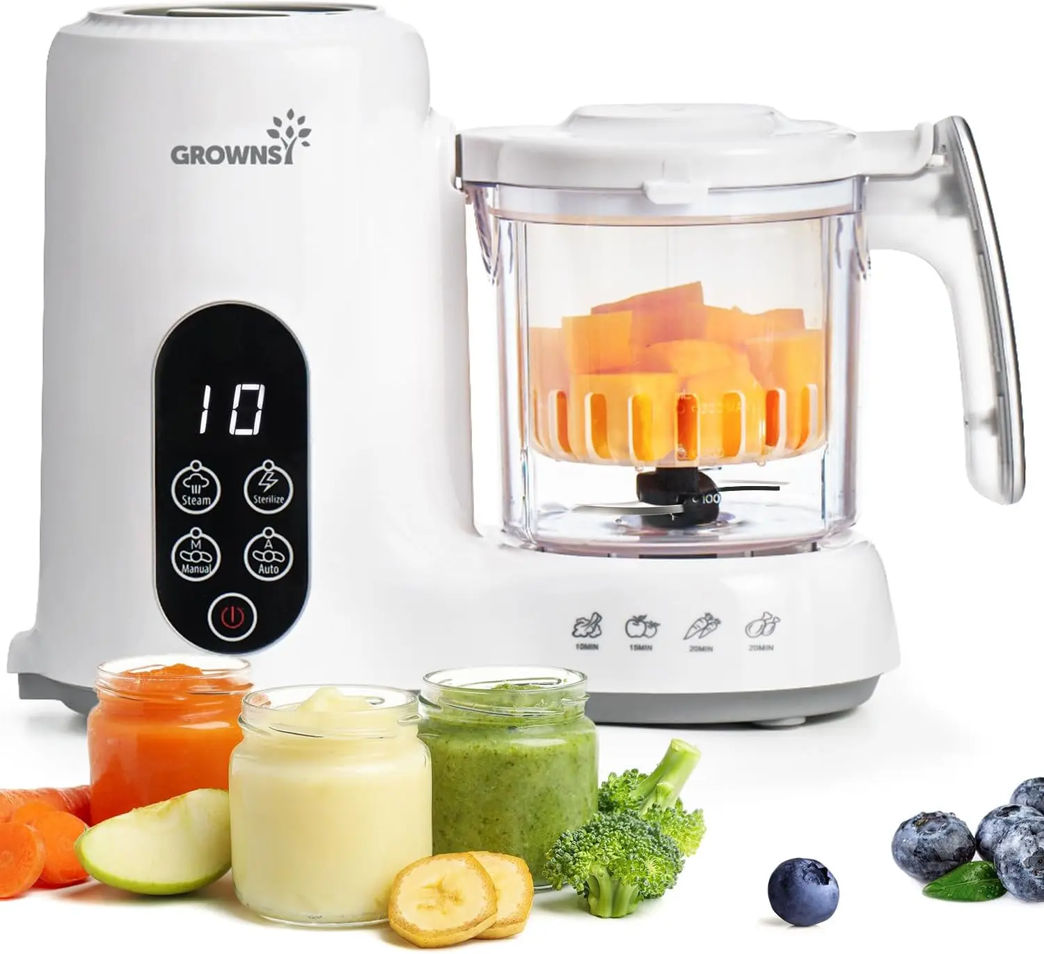 Baby Food Maker Steamer Blender All in One Baby Food Processor BPA Free Elevated Steam Basket Healthy Homemade Purees Solid Food Preparation Machine Infant Feeding Essentials Organic Puree Maker Starting Solids BLW White