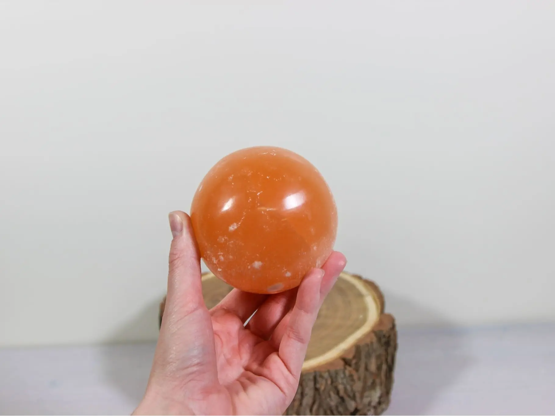 Large Selenite Orange Ball  (One Piece)