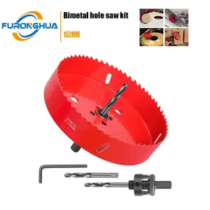 152mm (6") Bi-Metal Hole Saw Kit - Industrial Cutting for Metal/Wood/Plastic | Fast Chip Removal & Universal Arbor | USA Stock 48H Ship