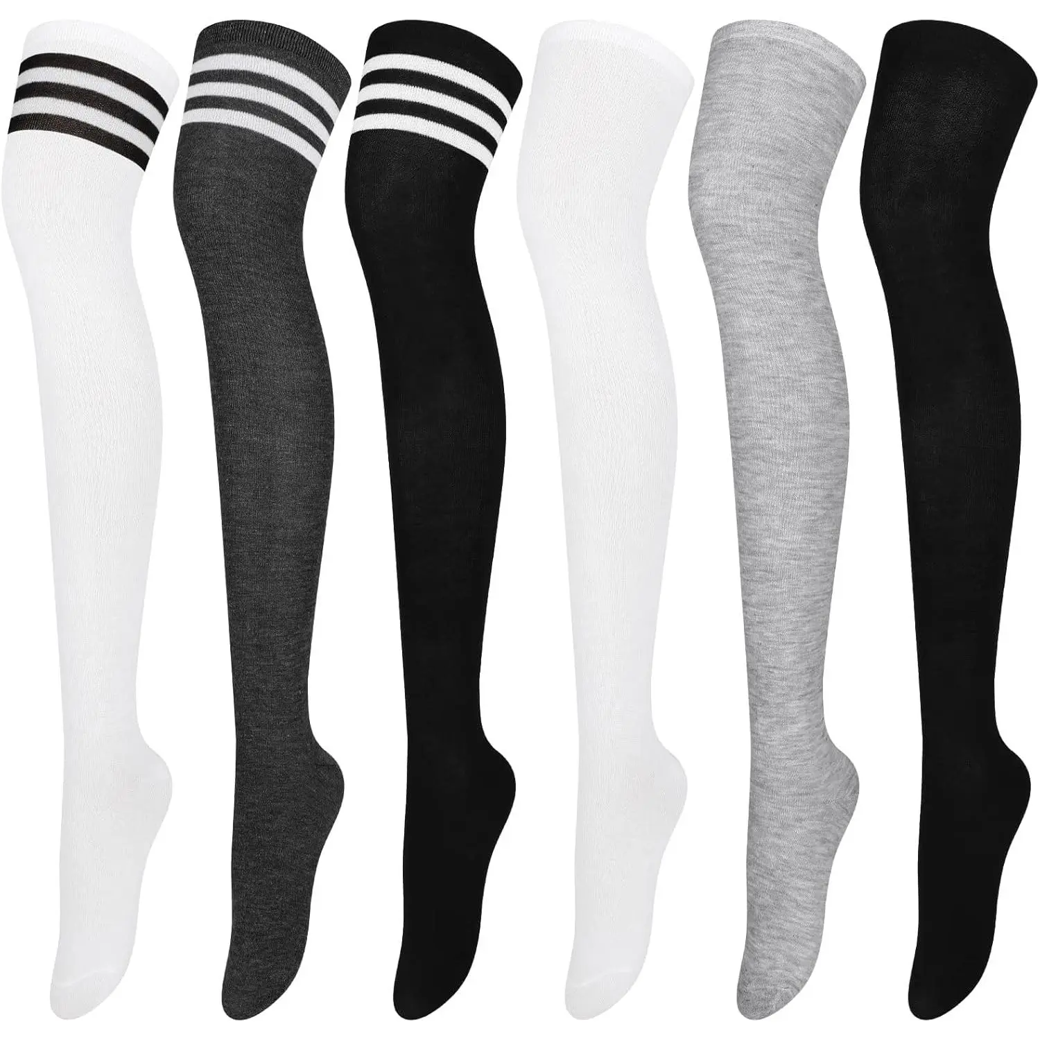 Women's 6-Pair Elegance Knee-High Socks Set - Breathable, Elastic Over-the-Calf Socks, Lightweight Slouch Leg Warmers for Everyday Wear & Outfits, Casual Long Womenswear Essential, Breathable Knee-High Socks
